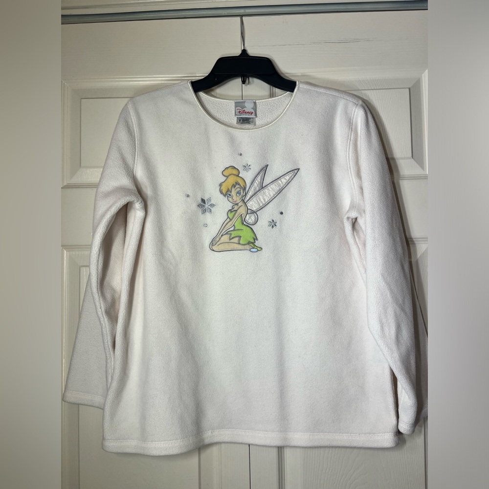 Vintage Disney Tinkerbell Sweater Embroidered Womens Fleece Pullover